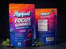 Hypfuel Focus Gummies bag on dark surface lifestyle photo